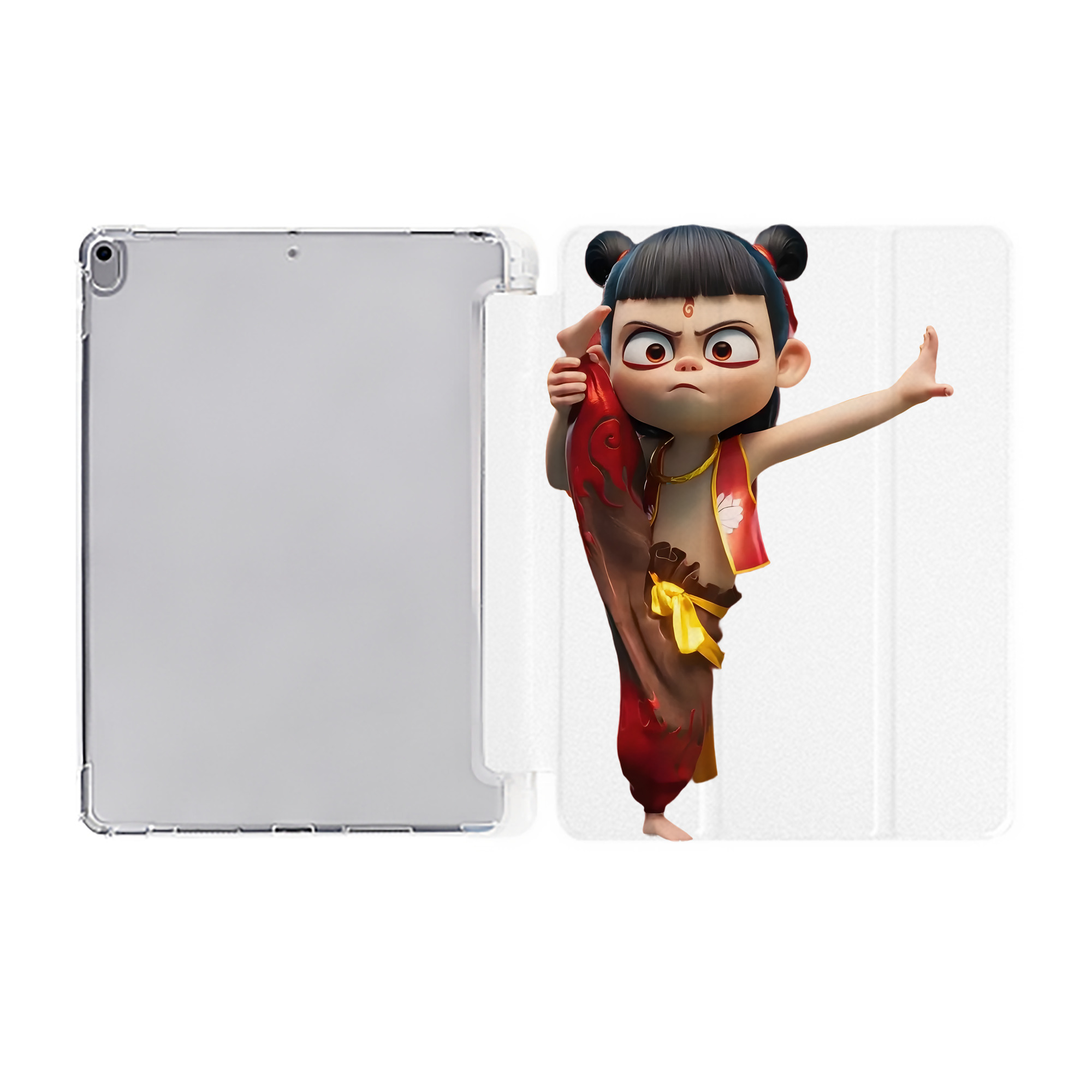 （画像用） Ne Zha 2 ナタ 魔童の大暴れ IPad ケース ペン収納付き 三つ折りスタンド PUレザー×シリコン 対応機種9.5/10.5/10.9インチ